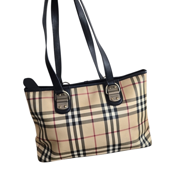 Burberry Beige and Black Checkered Tote Bag - Picture 2 of 7